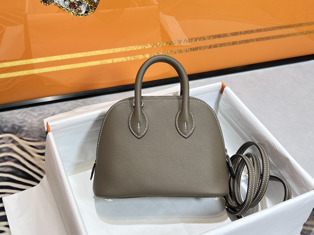 Hermes Bolide 1923 Mini Handbag Shoulder Bag In Etoupe Evercolor Leather